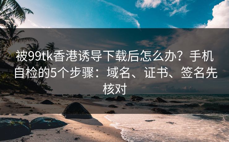 被99tk香港诱导下载后怎么办？手机自检的5个步骤：域名、证书、签名先核对